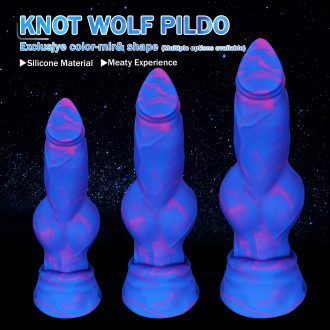 Mixed Color Dog Cock Shape Soft Meat Thrusting Butt Plug for Adult Pleasure