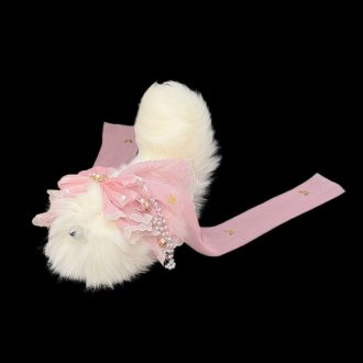 Voice-Controlled Pink Fox Tail Butt Plug with Lace Bow and Bell