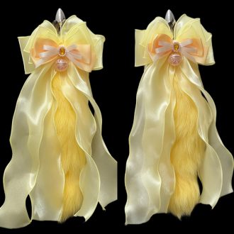 Caramel Fox Tail 40cm Anal Plug with Oversized Bow & Palace Bell