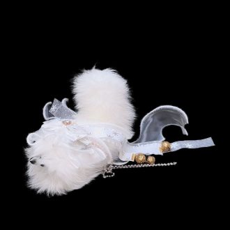 Snow White Fox Fur Tail Butt Plug - Voice Activated Electric Racket 40cm