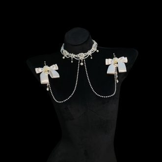 Chunhe Champagne Bow Rhinestone Palace Style Necklace Chest Chain