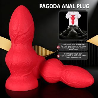 Soft Silicone Pagoda Butt Plug with Two Beads for Anal Play