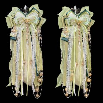 Matcha Green Fox Tail Pearl Zircon Necklace 40cm