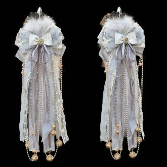 Silver Fox Fur Tail Butt Plug - Handmade, Detachable, Heavy Duty with Bow Bell