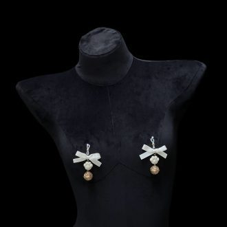 Adjustable Cat Paw Nipple Clamps with Pink Bow & Bell - Cute Tease Clips