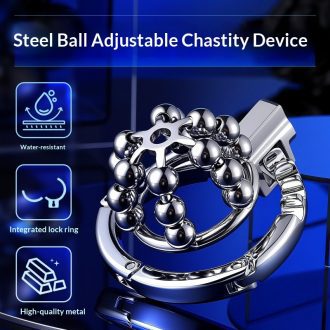 Men's Adjustable Steel Chastity Cage Lock with Comfort Ring