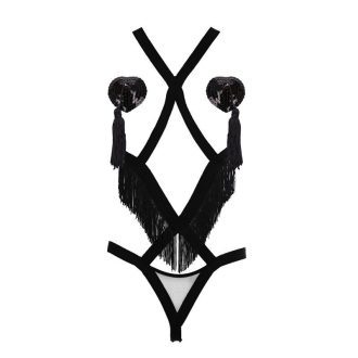 Sexy Tassel Jumpsuit with Eye Mask - Lingerie Outfit