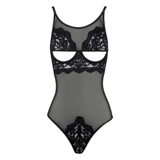 Black Lace Mesh Steel Ring Jumpsuit Sexy Lingerie for Women