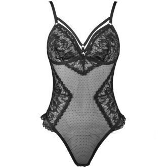 Sexy Lace Mesh Suspender Jumpsuit with Open Crotch