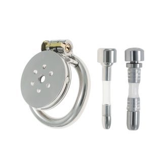 Stainless Steel Flat Chastity Lock Cage for Men