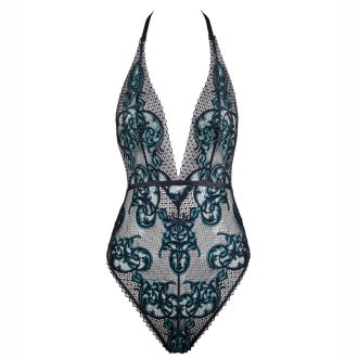 Women's Deep V Lace Jumpsuit Hollow Perspective Sexy Halter Neck Bodysuit