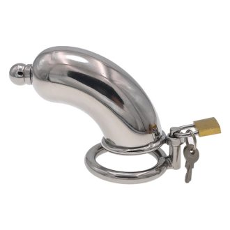 Stainless Steel Male Chastity Lock Cage with Conduit Alternative Restraint