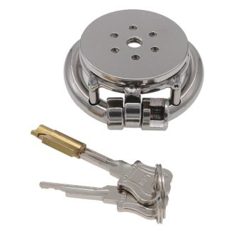 Funny Flat Plate Round Hole Male Chastity Lock Cage for Discreet Wear