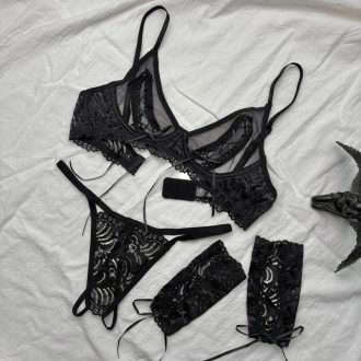 Sexy Diamond Mesh Lace Bralette & Panty Set - Wirefree, Seamless Comfort