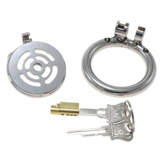Stainless Steel Flat Lock Chastity Device - Penis Cage with Taiji Mesh for Enhanced Hygiene