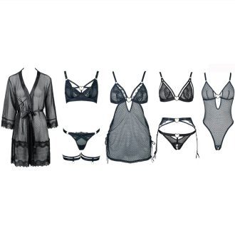 Women's Sexy Flower Net Perspective Heart Buckle Sling Leg Ring Lingerie