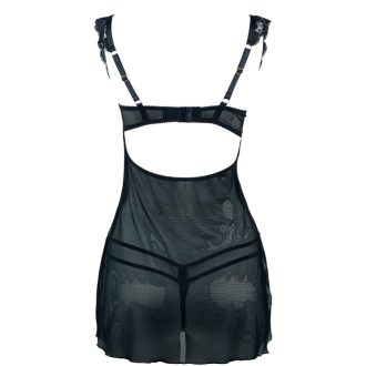 Steel Support Dew Lace Mesh Nightdress - Sexy Black & White Women's Pajamas