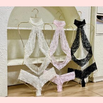 Sakura Pink Diamond Chain Lace Cutout Backless Jumpsuit for Women