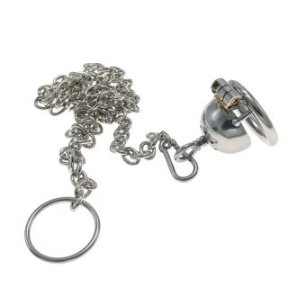 Stainless Steel Chastity Lock Cage with Rope Chain - Husband Wife Game Tool