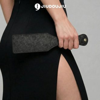 Leather Spanking Set with Thonged Whip and Racket for Adult Play