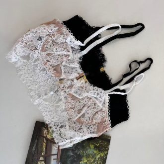 Sexy Lace Brocade French Bra with Steel Ring - Comfortable & Supportive Intimates