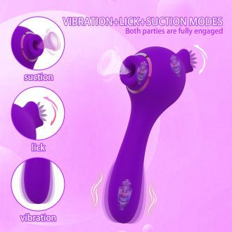 Sucking tongue licking vibrator three-in-one massage stick women's masturbation device fun sex product
