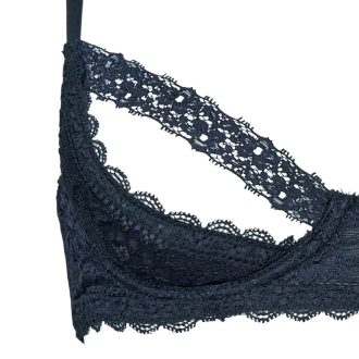 Women's Lace Trim Mesh Low-Rise Exfoliation Bra & Open Hip Panty Set