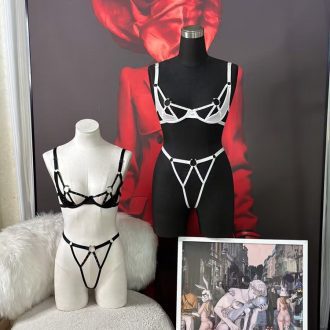 Sexy Diamond Cut-Out Lingerie Set with Free Thong for Women