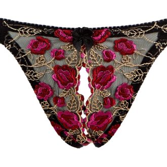 Exquisite Embroidered Cotton Open Cup Bra & Panty Set for Women