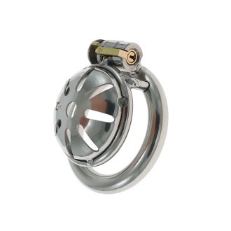Stainless Steel CB Lock Pot Lid Chastity Cage - Small Size Hollow-out Design for Men