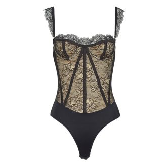 House of CB Eyelash Lace Corset Bodysuit - Fashionable Shaping Top