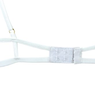 White Rose Embroidered Mesh Steel Bracket Open Crotch Bra Set for Women