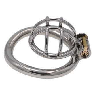 Stainless Steel Mini Hollow Chastity Lock Cage for Men - Discreet Wearable Design