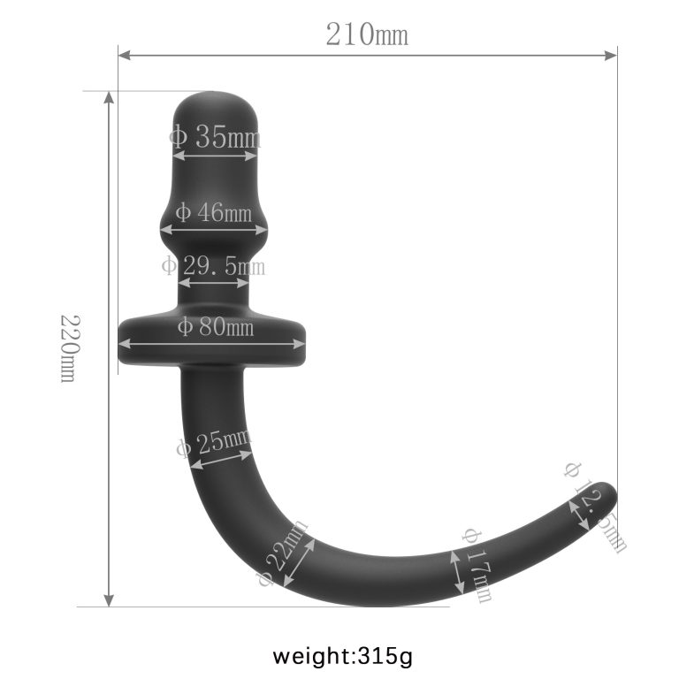 Black silicone large dog tail anal plug (46mm) - Image 3