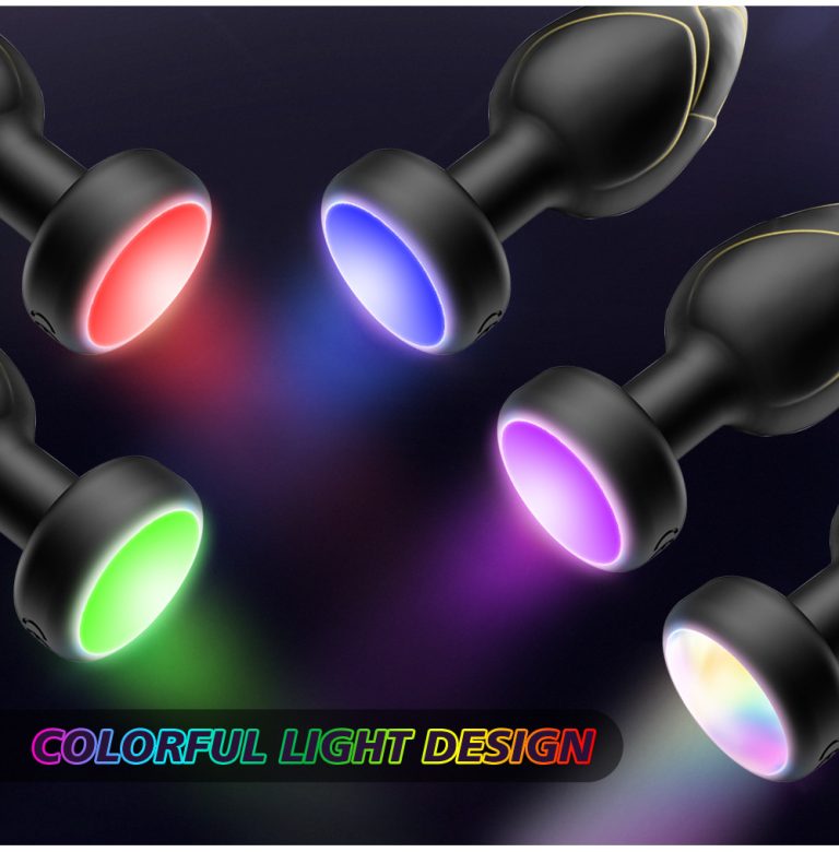Wireless remote control colorful luminous and vibrating silicone anal plug