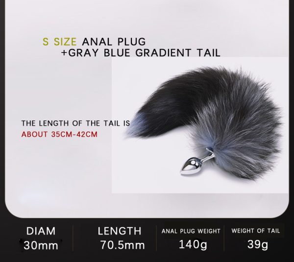 Gray blue fox tail anal plug（30mm） - Image 3
