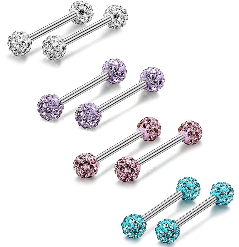 Stainless steel diamond-encrusted tongue nails (breast nails, ear nails, nose nails) - Image 3