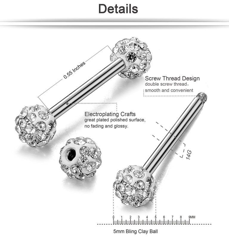 Stainless steel diamond-encrusted tongue nails (breast nails, ear nails, nose nails) - Image 10