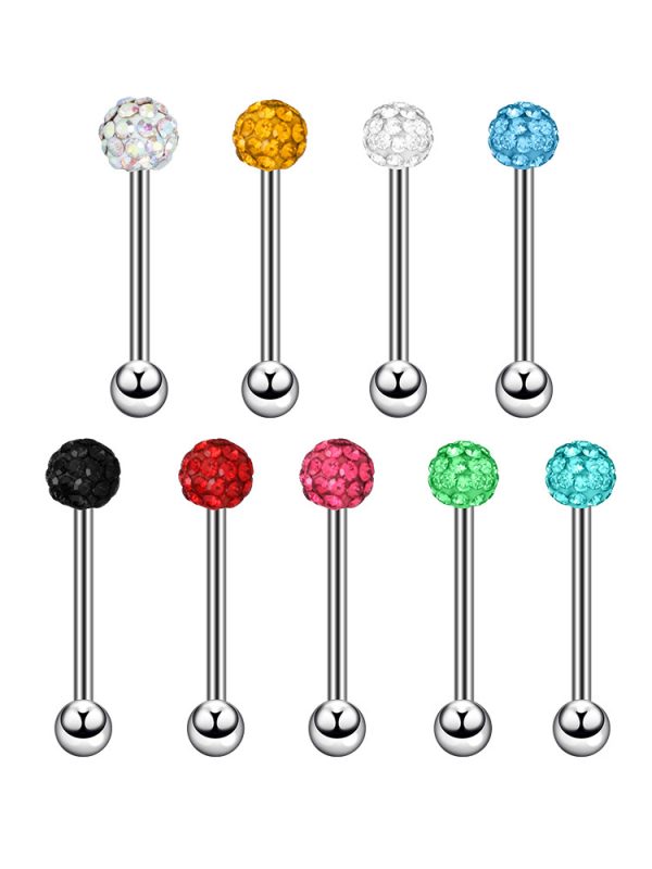 Colorful stainless steel diamond-encrusted tongue nails - Image 5