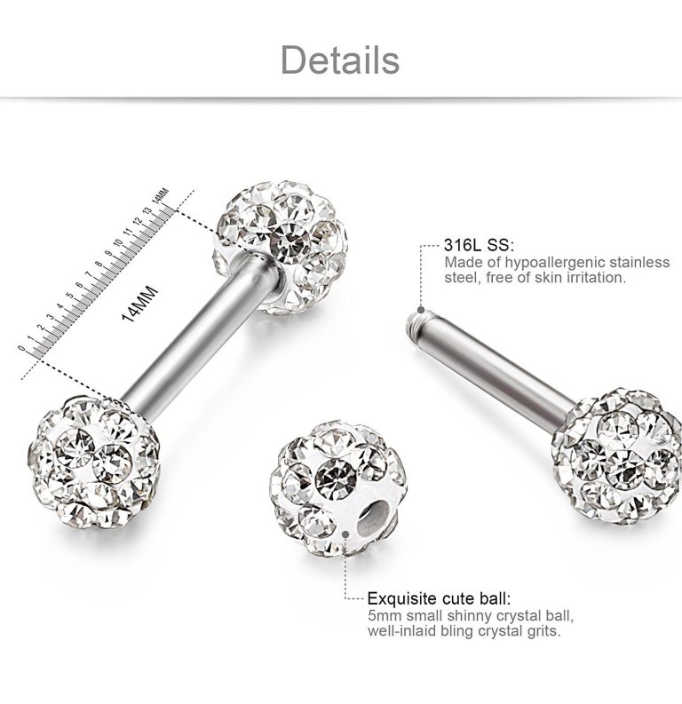 Stainless steel diamond-encrusted tongue nails (breast nails, ear nails, nose nails) - Image 8