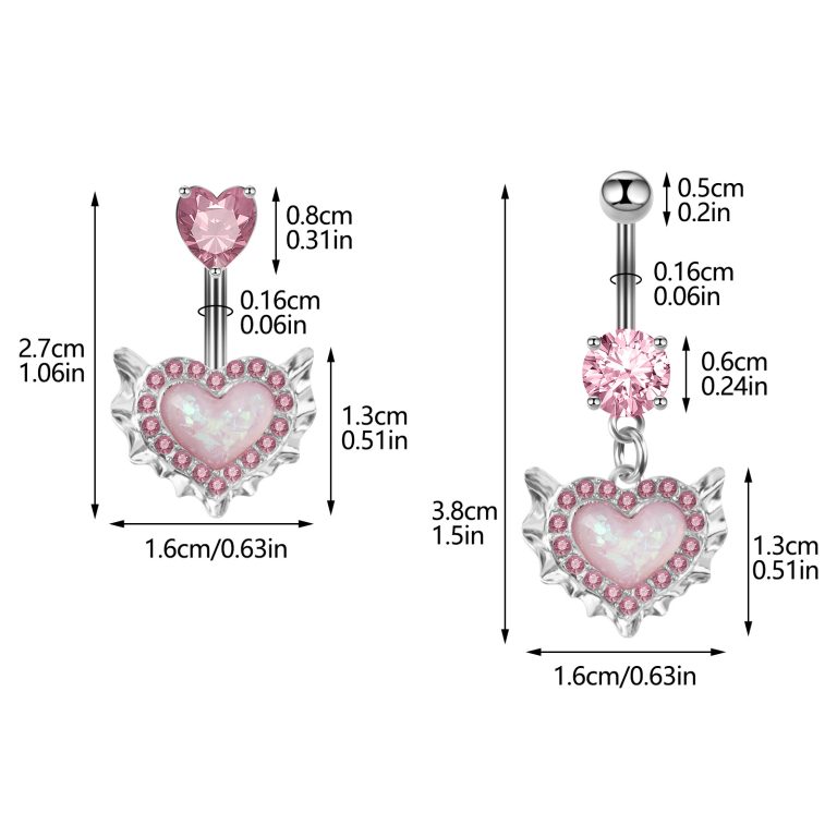 Pink heart shaped navel nail - Image 3