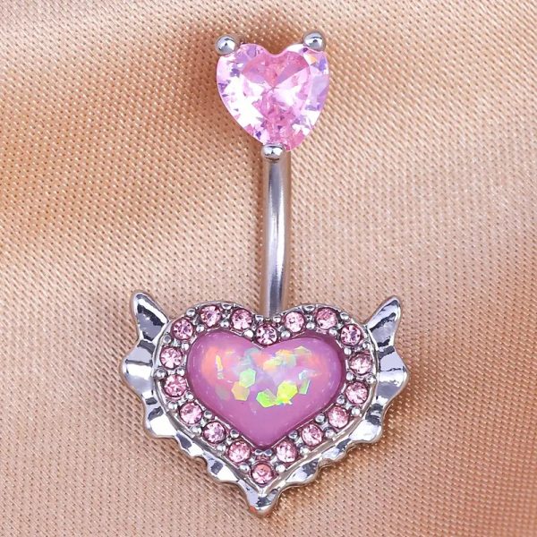 Pink heart shaped navel nail - Image 4