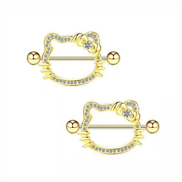 Kitten-shaped nipple piercing nail