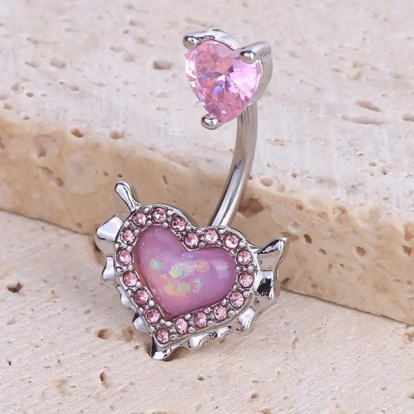 Pink heart shaped navel nail - Image 5