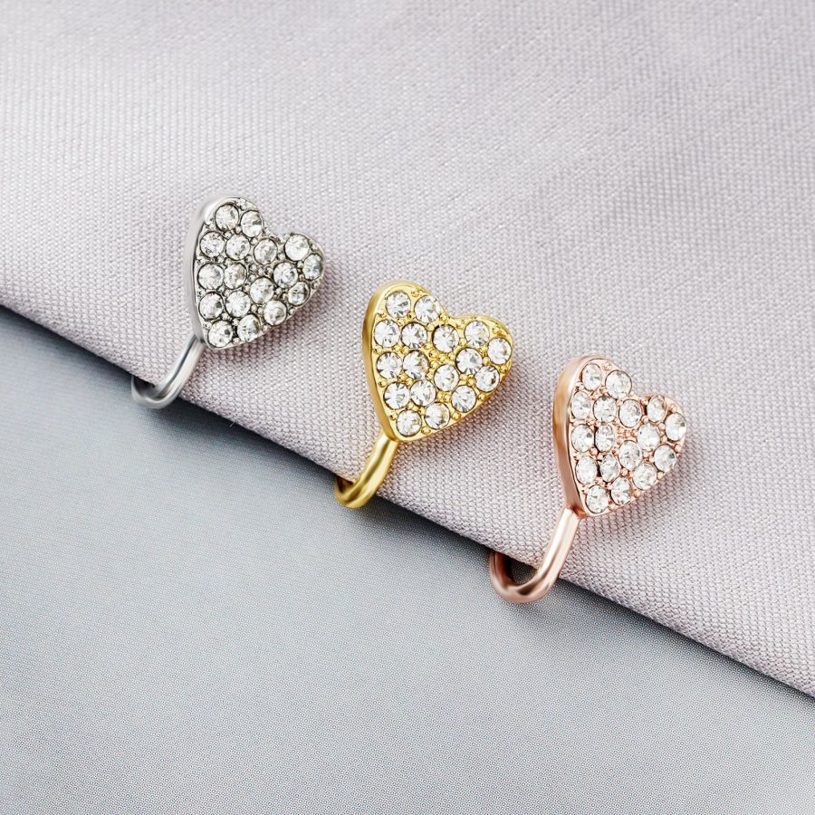 No-punch heart-shaped diamond-encrusted nose pins - Image 5