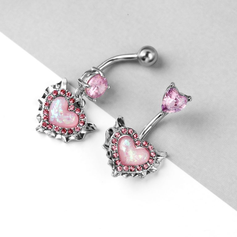 Pink heart shaped navel nail - Image 7