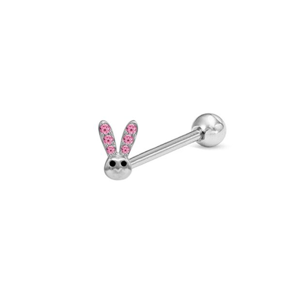 Stainless Steel Pink Rabbit Shape Tongue Nail