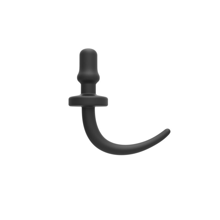 Black silicone large dog tail anal plug (46mm)