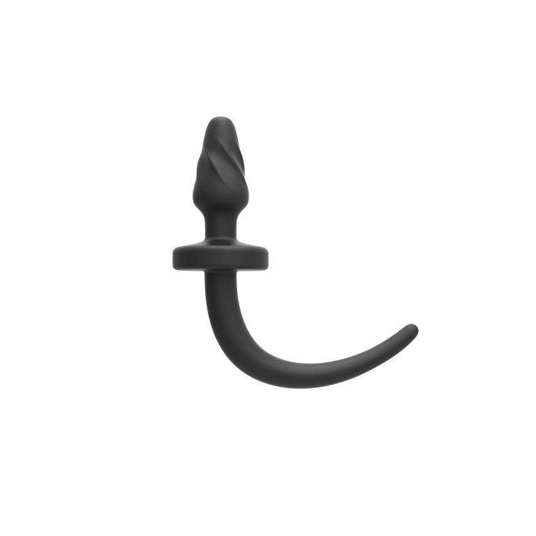 Black silicone large dog tail anal plug (30mm)