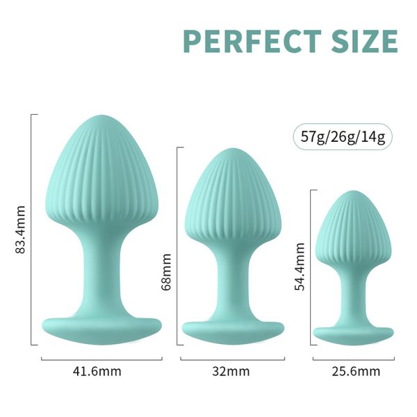 Green Mushroom Head Silicone Butt Plug (3 Pack)